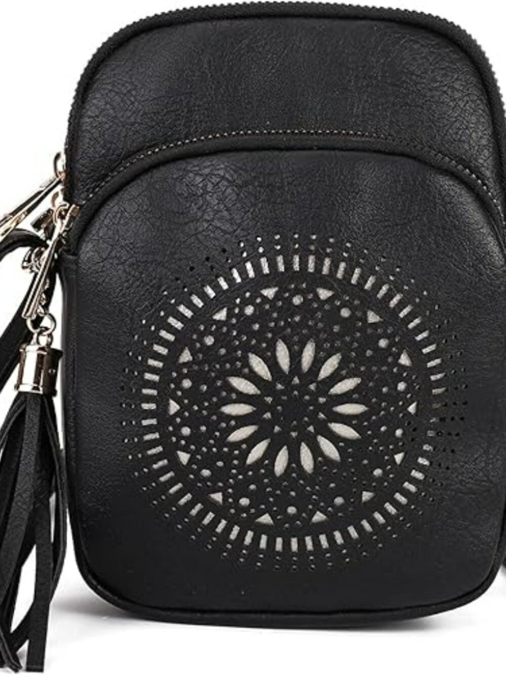 Black Boho Crossbody Bag Phone Kindle Small Easy Carry Summer Purse